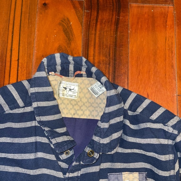 Scotch Shrunk Boy’s shirt long sleeve button down striped navy blue size 12 - Picture 3 of 4